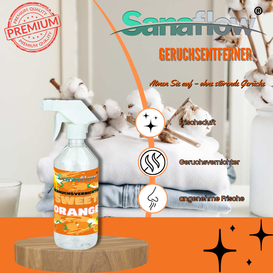 Geruchsentferner Tier Sweet Orange â Dauerhaft gegen Katzen- & Hunde Urin, hinterlĂ€sst angenehmen Duft