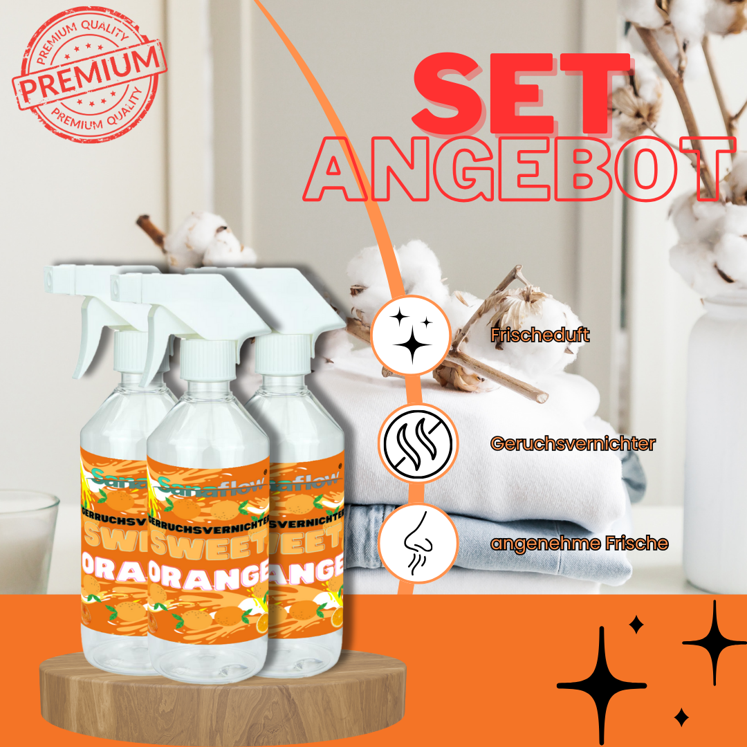 Geruchsentferner Tier Sweet Orange â Dauerhaft gegen Katzen- & Hunde Urin, hinterlĂ€sst angenehmen Duft