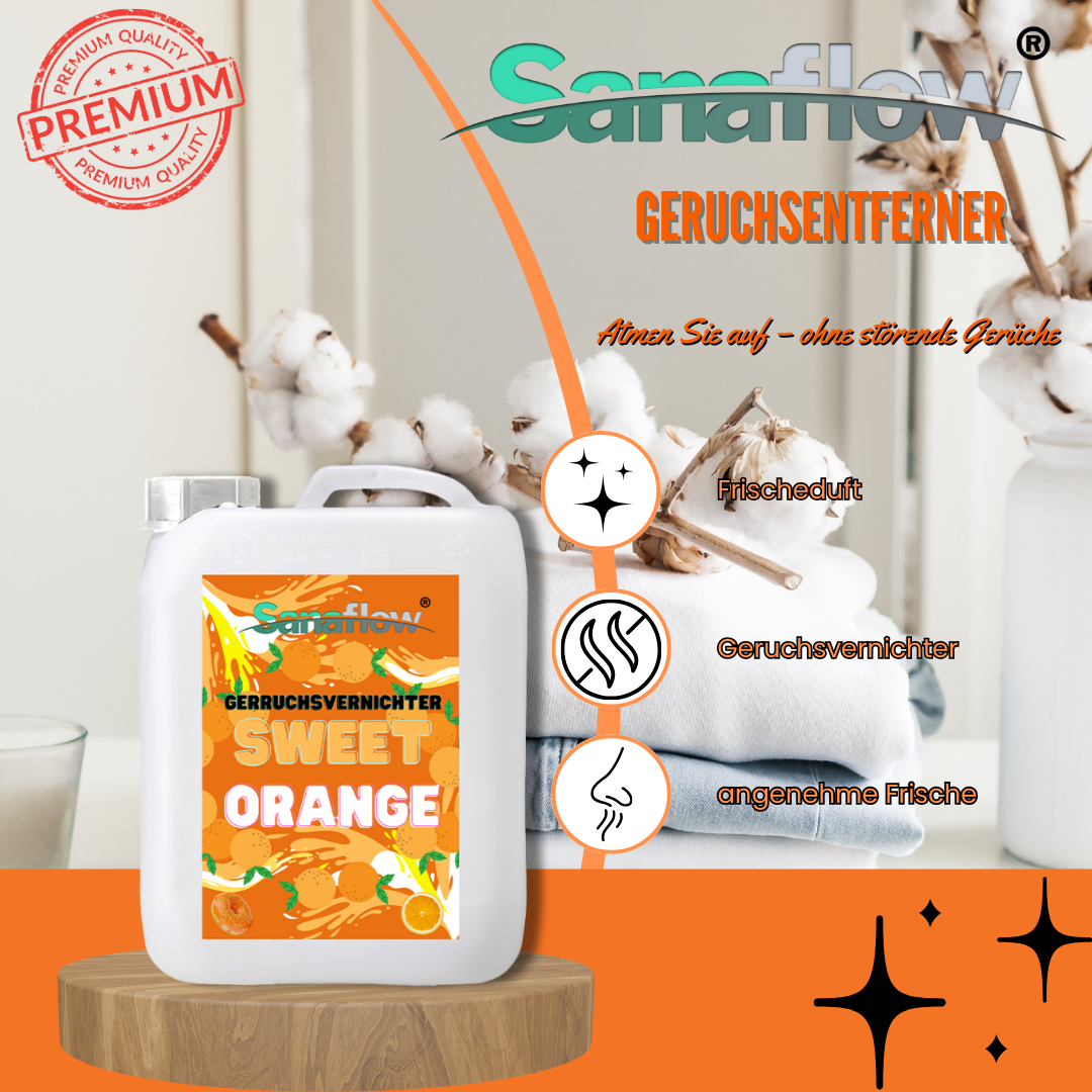 Geruchsentferner Tier Sweet Orange â Dauerhaft gegen Katzen- & Hunde Urin, hinterlĂ€sst angenehmen Duft