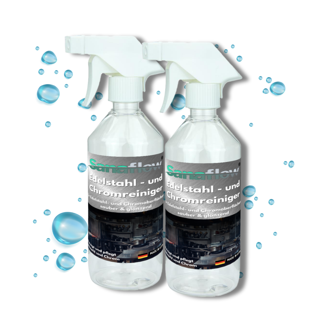 Chrom Reiniger für Bad & Küche – Sanaflow für streifenfreien Glanz auf Armaturen, Duschen & mehr