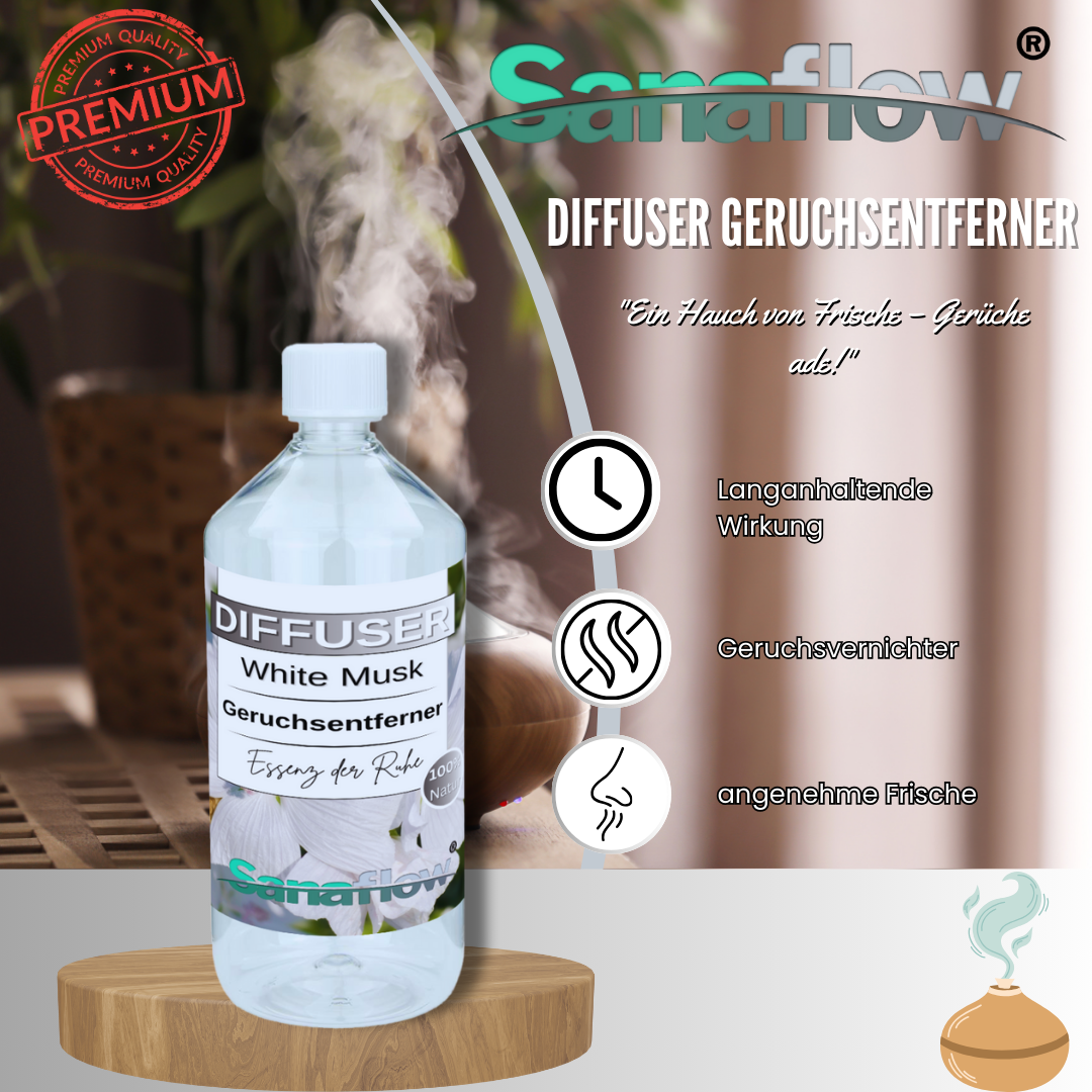 White Musk Sanaflow Raumduft Diffuser – Langanhaltender, natürlicher Duft