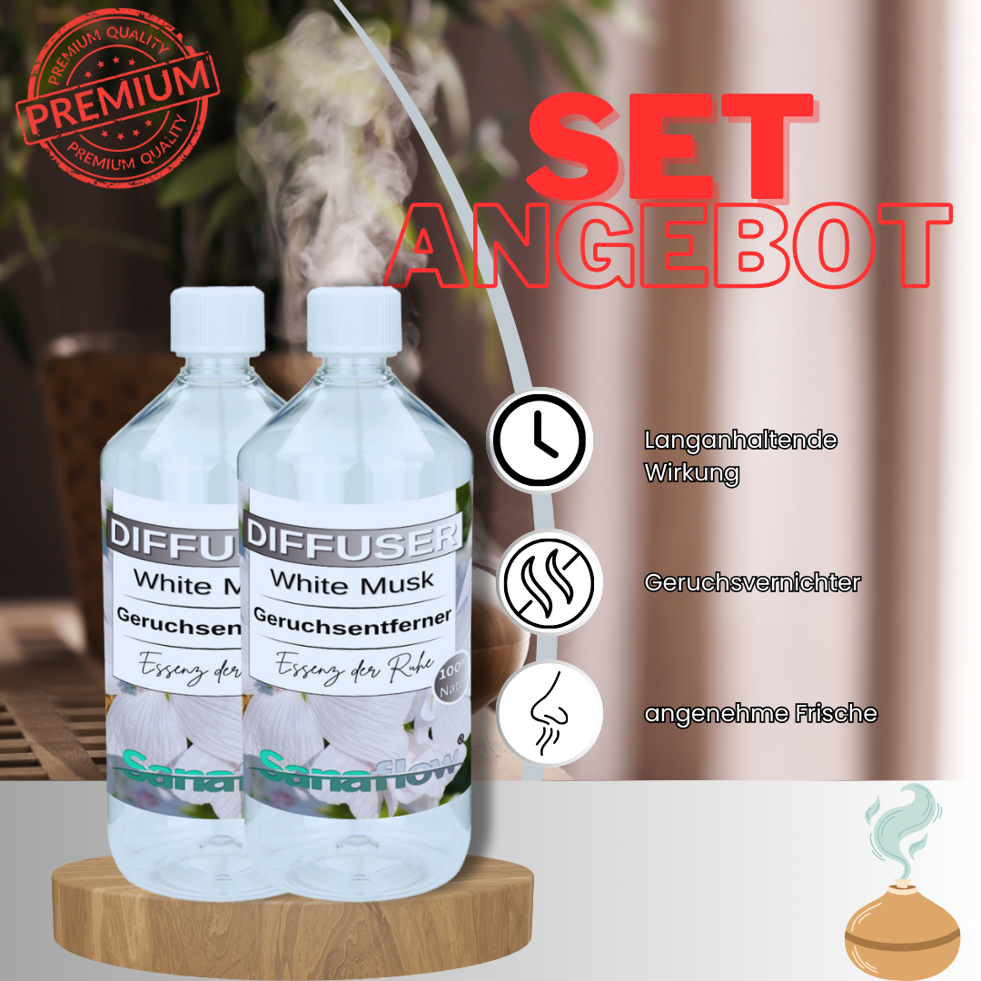 White Musk Sanaflow Raumduft Diffuser – Langanhaltender, natürlicher Duft