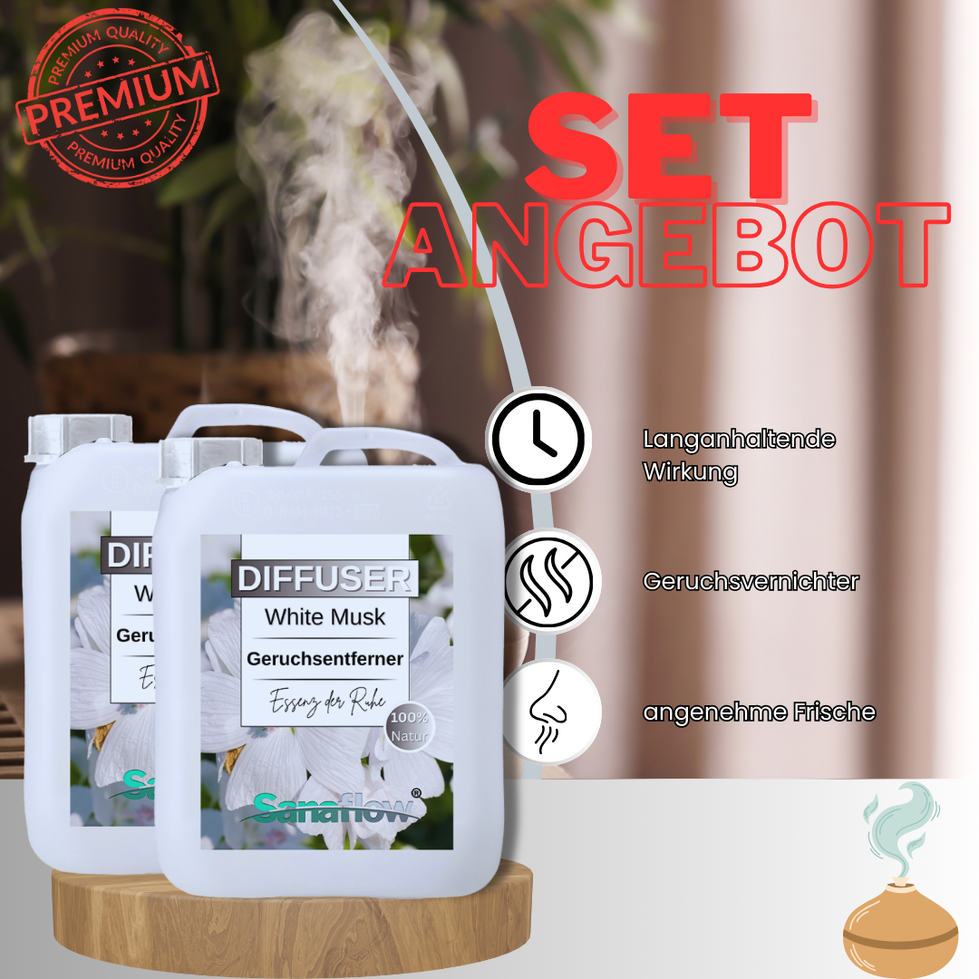 White Musk Sanaflow Raumduft Diffuser – Langanhaltender, natürlicher Duft
