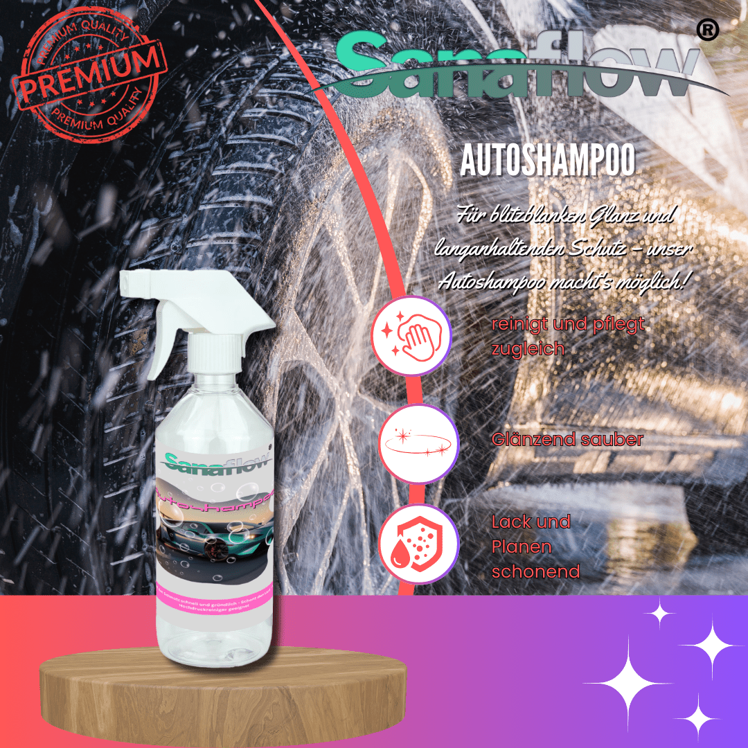 Auto Shampoo für alle Lackarten – Entfernt Schmutz, Staub & Straßenschmutz für strahlenden Glanz - Sanaflow - Autoshampoo