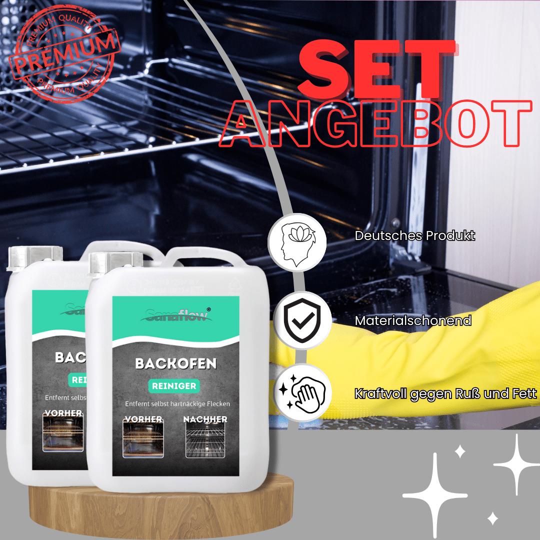 Backofen Reiniger Spray – für eine einfache und effektive Reinigung von Backofen, Grill & Blechen - Sanaflow - Backofenreiniger
