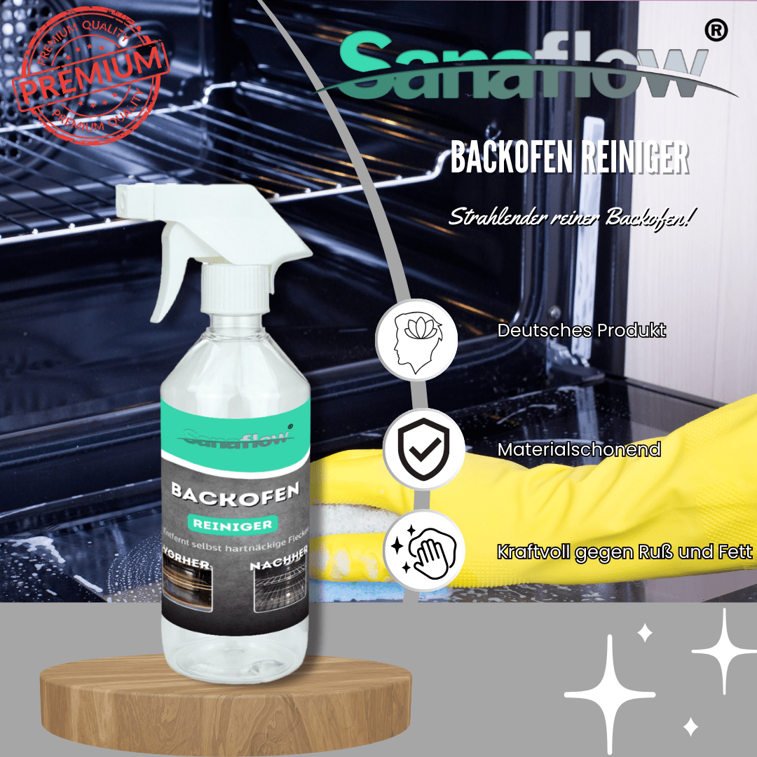 Backofen Reiniger Spray – für eine einfache und effektive Reinigung von Backofen, Grill & Blechen - Sanaflow - Backofenreiniger