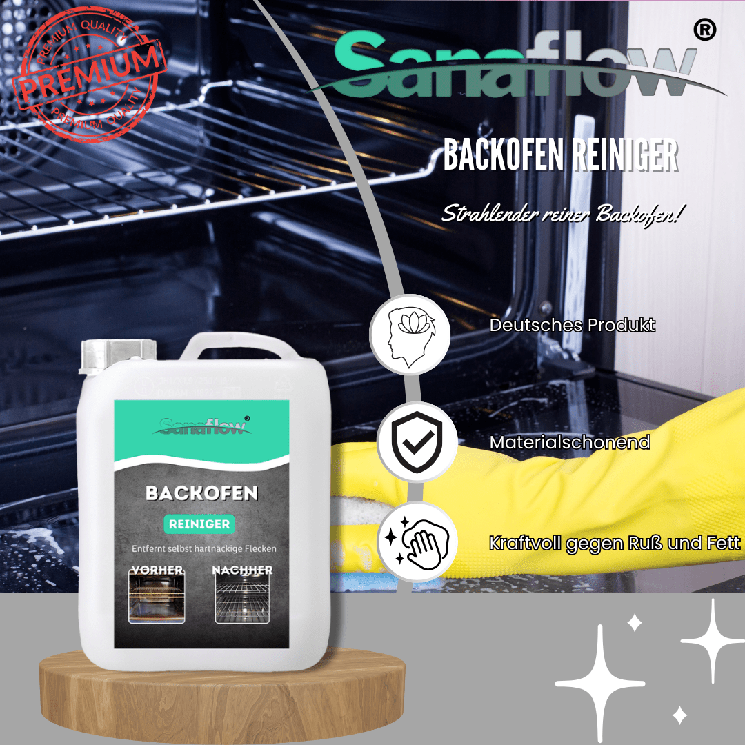 Backofen Reiniger Spray – für eine einfache und effektive Reinigung von Backofen, Grill & Blechen - Sanaflow - Backofenreiniger