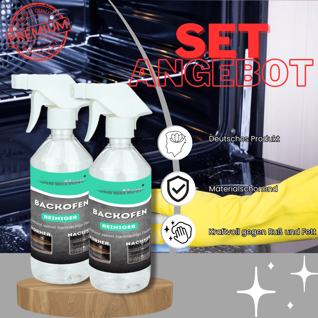 Backofen Reiniger Spray – für eine einfache und effektive Reinigung von Backofen, Grill & Blechen - Sanaflow - Backofenreiniger