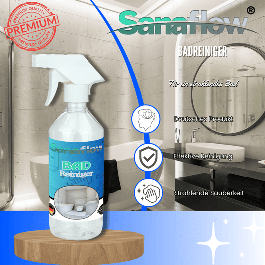 Badreiniger für Waschbecken & Fliesen – Entfernt Kalk, Seifenreste, Wasserflecken – Für ein sauberes Bad - Sanaflow - Küchenreiniger