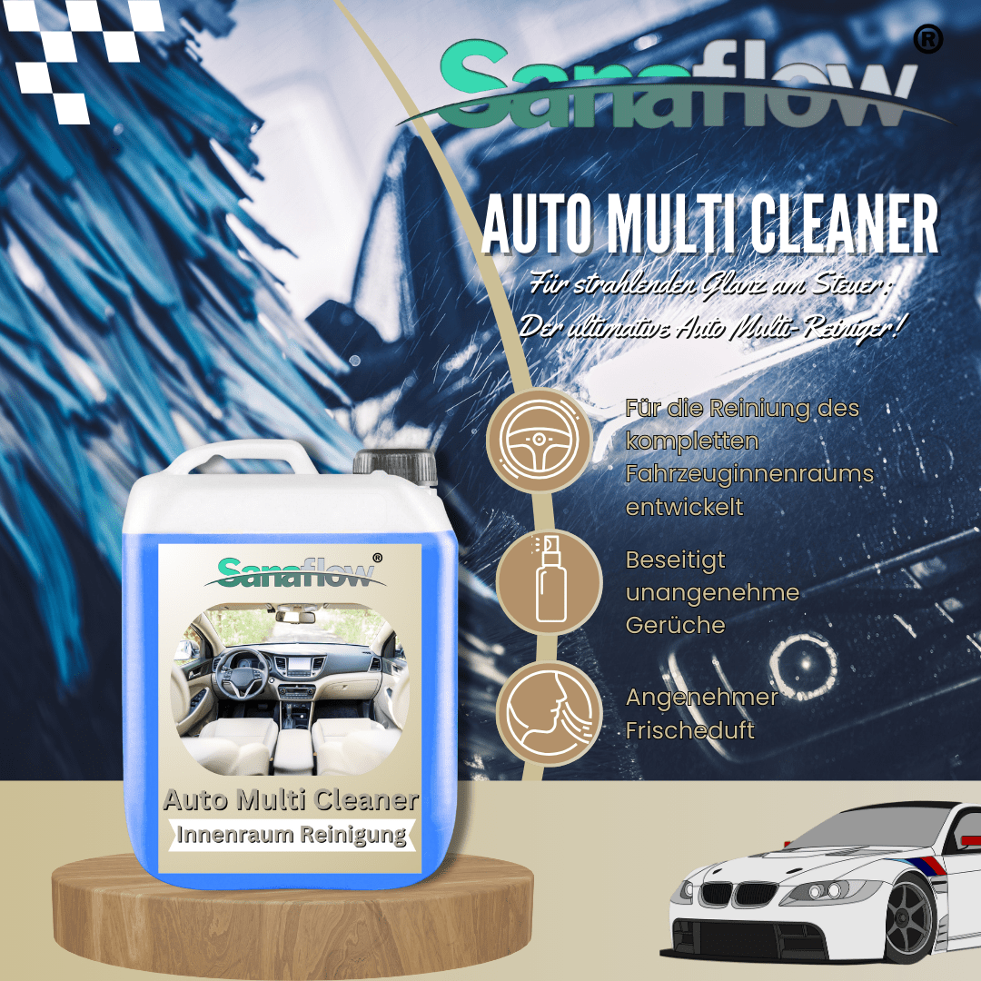 Car Interior & Exterior Cleaner Konzentrat – Ergiebig & effektiv gegen Schmutz, Staub und Flecken - Sanaflow - Car - Multi - Cleaner