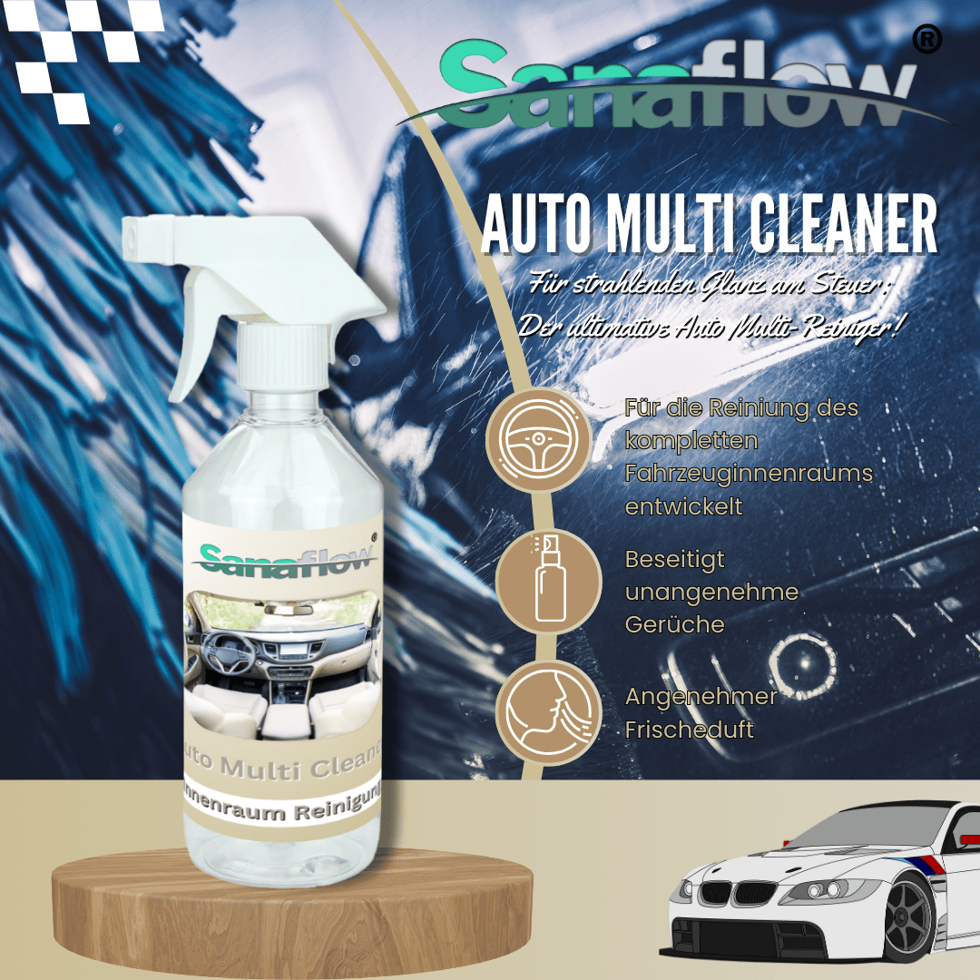 Car Interior & Exterior Cleaner Konzentrat – Ergiebig & effektiv gegen Schmutz, Staub und Flecken - Sanaflow - Car - Multi - Cleaner