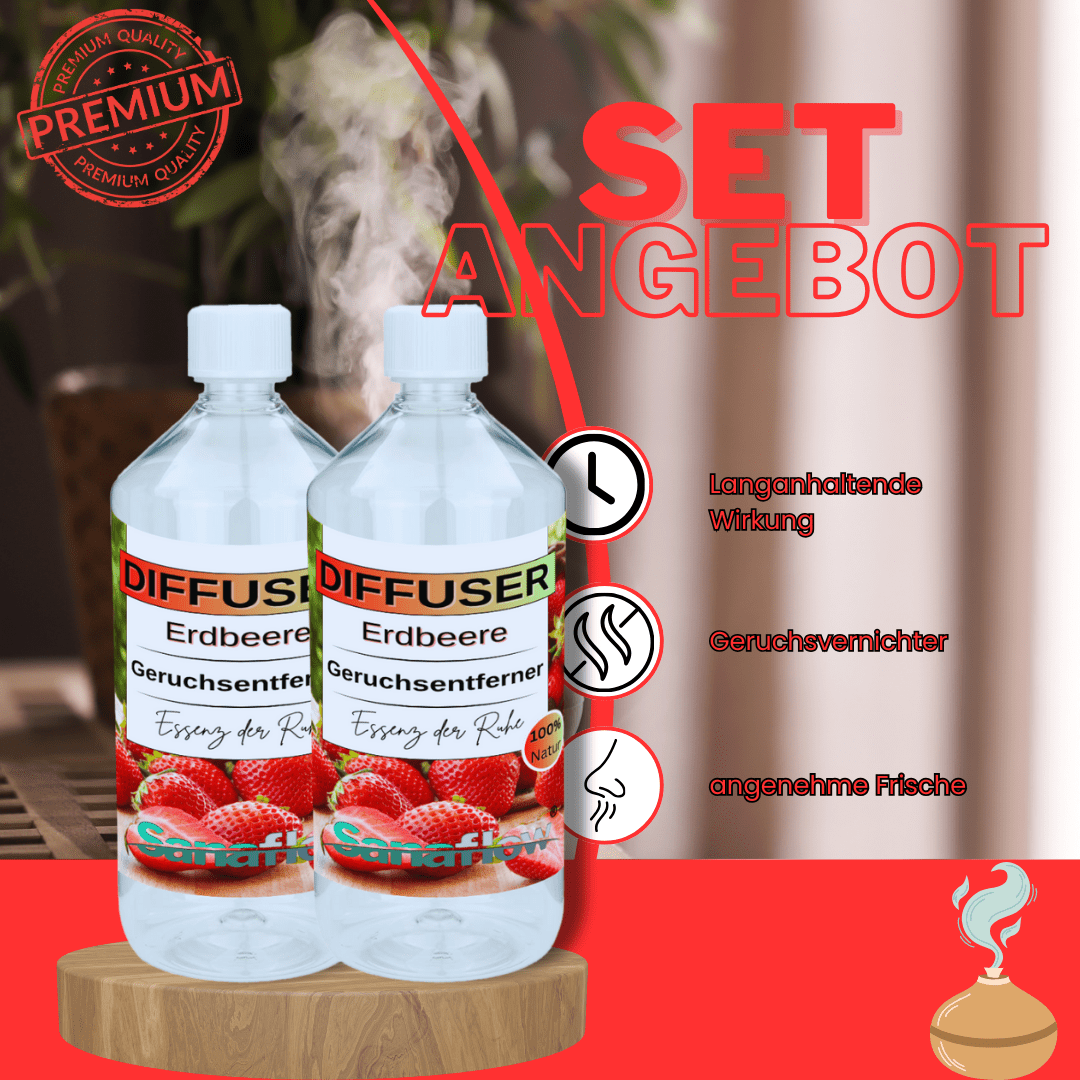Erdbeere Sanaflow Raumduft Diffuser – Langanhaltender, natürlicher Duft - Sanaflow - Geruchsentferner