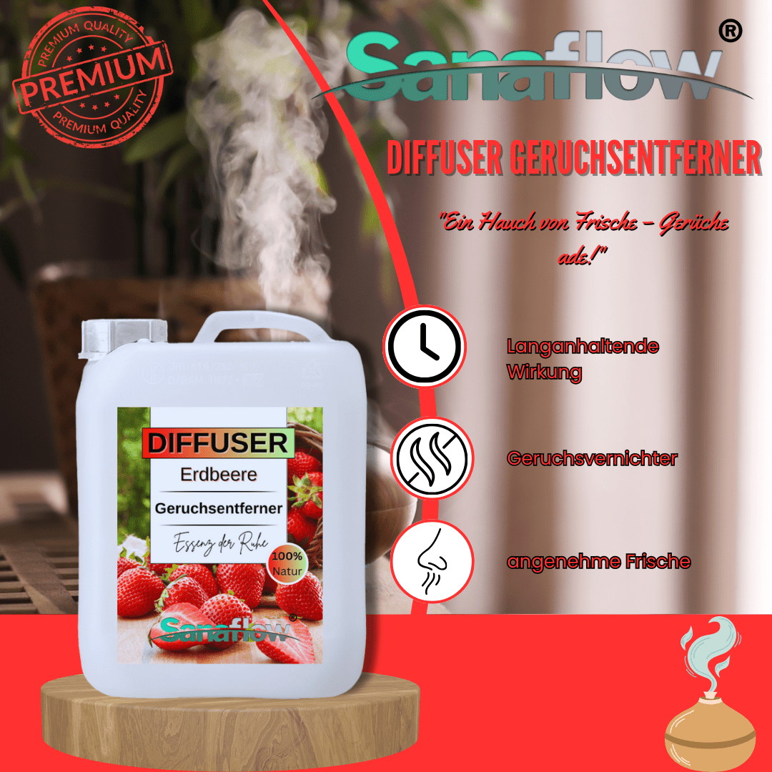 Erdbeere Sanaflow Raumduft Diffuser – Langanhaltender, natürlicher Duft - Sanaflow - Geruchsentferner