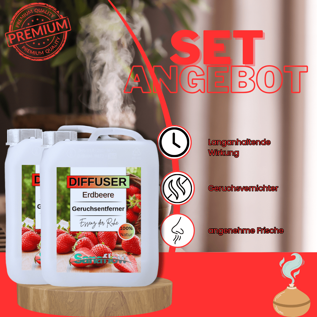 Erdbeere Sanaflow Raumduft Diffuser – Langanhaltender, natürlicher Duft - Sanaflow - Geruchsentferner