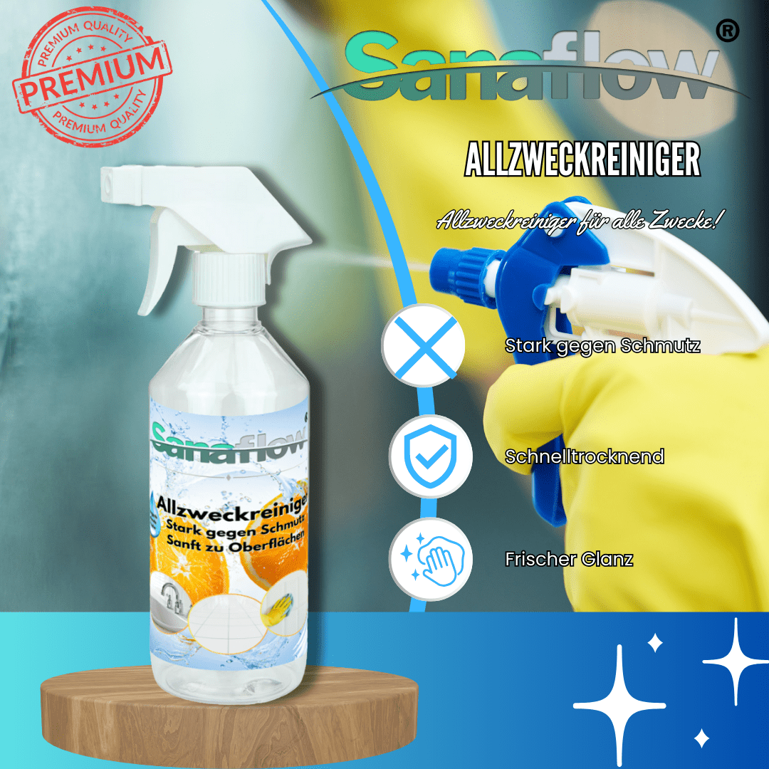 Ergiebiges & Veganes Allzweckreiniger Konzentrat für Küche, Bad & Co. - Spart Platz & Geld - Sanaflow - Allzweckreiniger