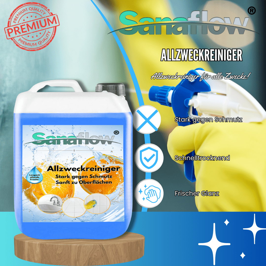 Ergiebiges & Veganes Allzweckreiniger Konzentrat für Küche, Bad & Co. - Spart Platz & Geld - Sanaflow - Allzweckreiniger