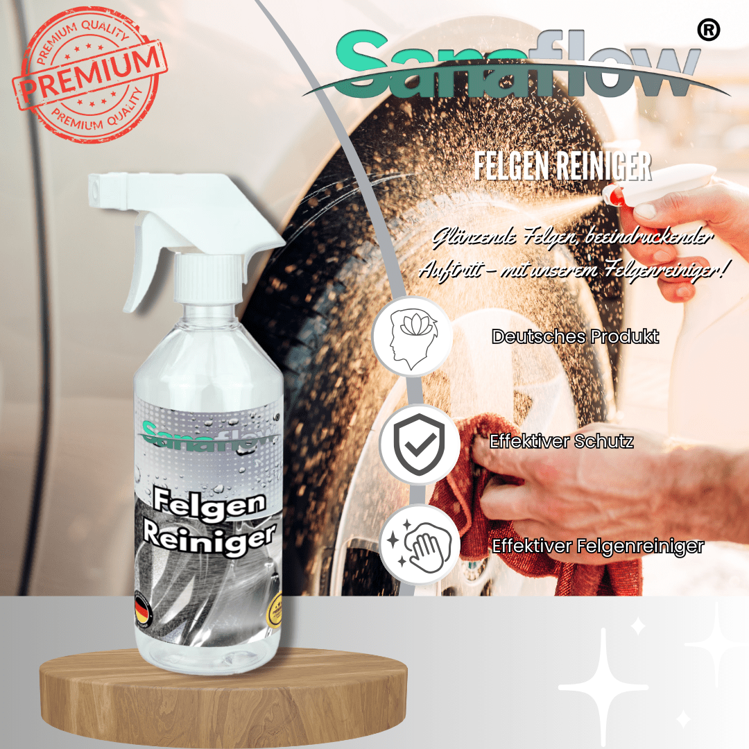 Felgenreiniger – für eine schnelle und einfache Reinigung von Auto - und Motorradfelgen - Sanaflow - Felgenreiniger