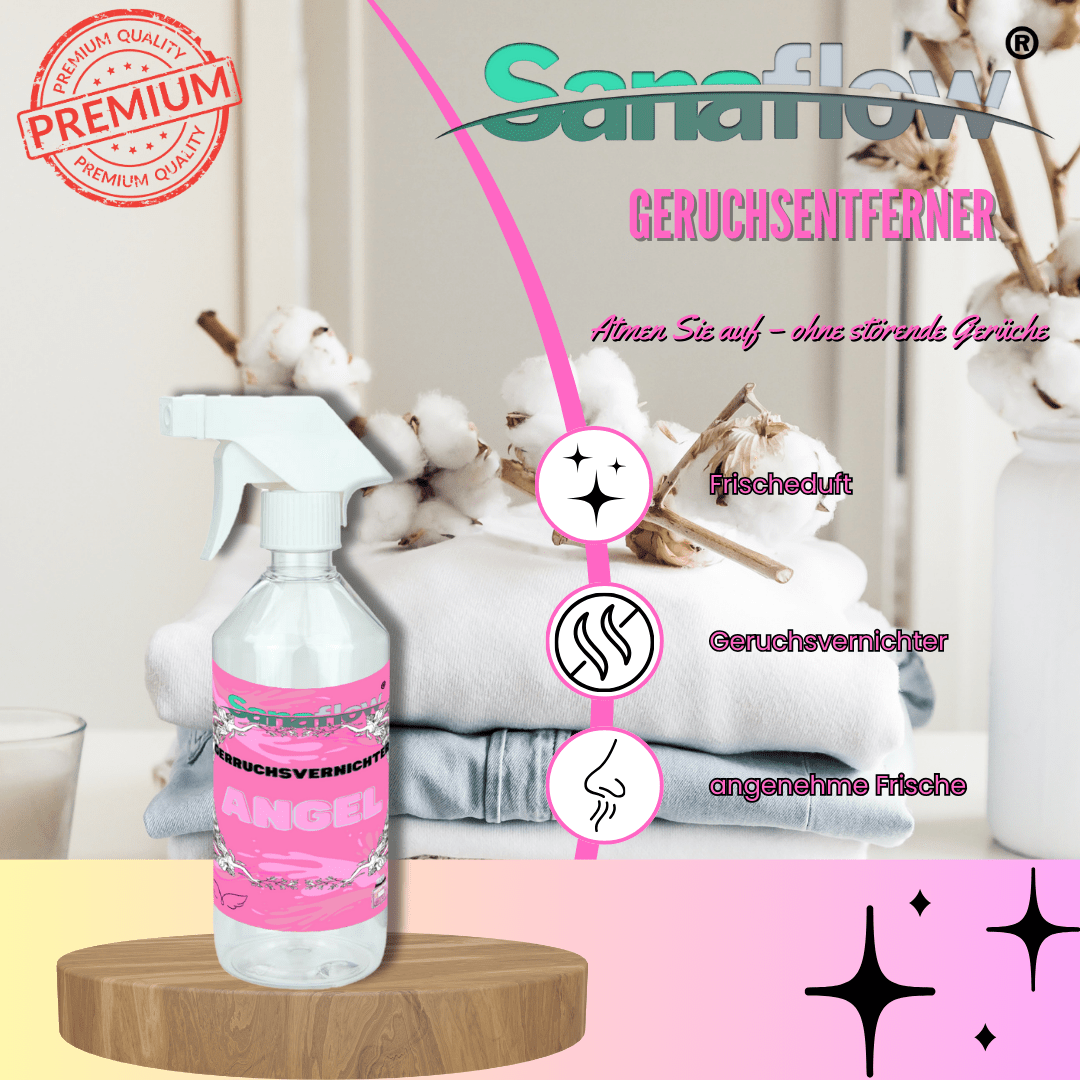 Geruchsentferner Tier Angel â Dauerhaft gegen Katzen - & Hunde Urin, hinterlĂ€sst angenehmen Duft - Sanaflow - Geruchsentferner