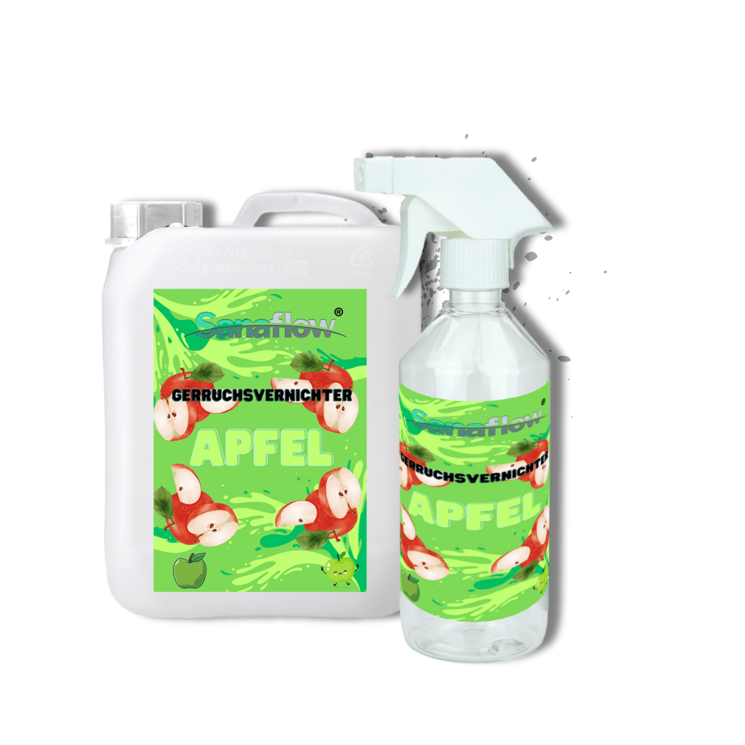 Geruchsentferner Tier Apfel â Dauerhaft gegen Katzen - & Hunde Urin, hinterlĂ€sst angenehmen Duft - Sanaflow - Geruchsentferner