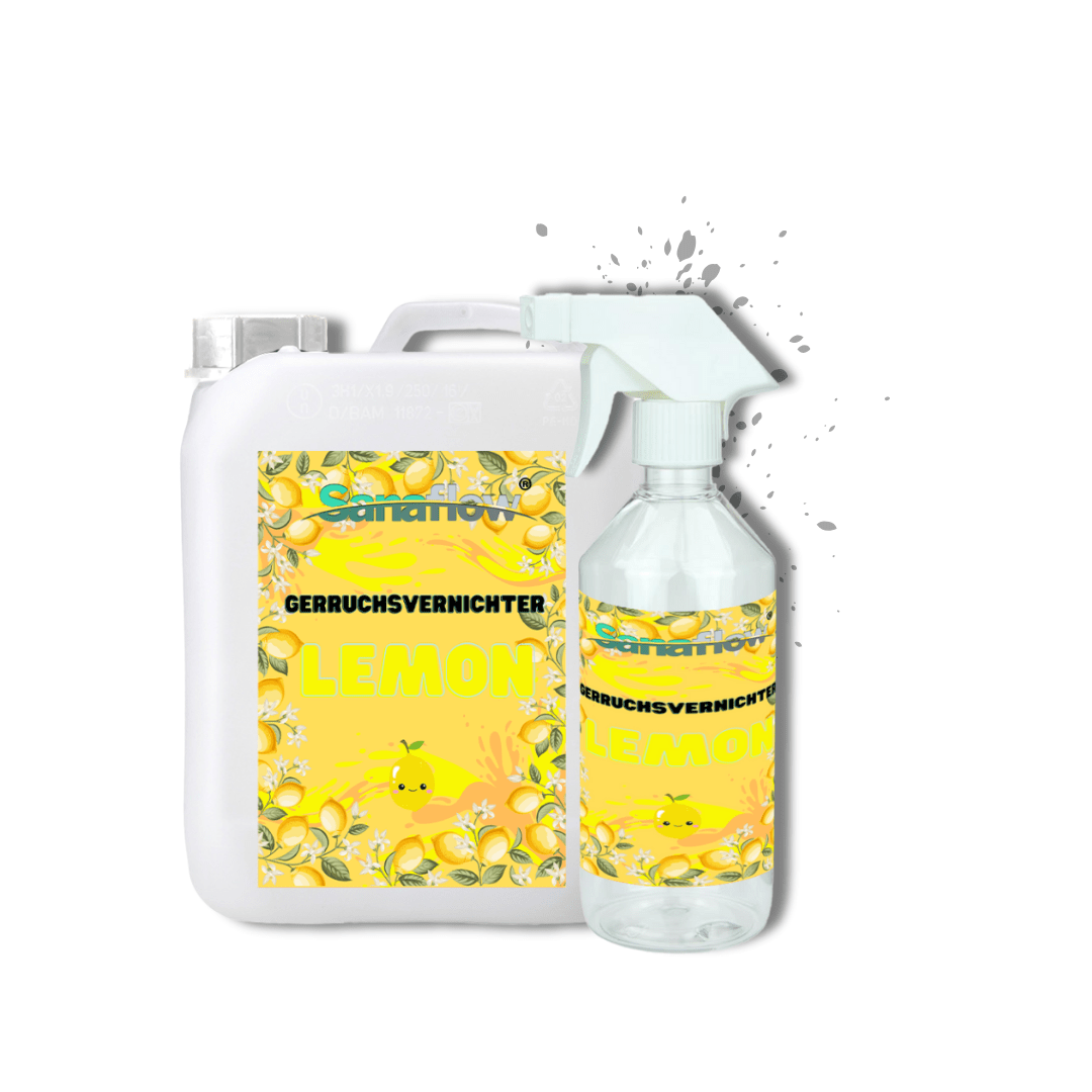 Geruchsentferner Tier Lemon â Dauerhaft gegen Katzen - & Hunde Urin, hinterlĂ€sst angenehmen Duft - Sanaflow - Geruchsentferner