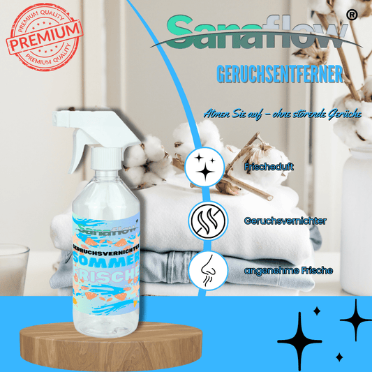 Geruchsentferner Tier Sommerfrische – Dauerhaft gegen Katzen - & Hunde Urin, hinterlässt angenehmen Duft - Sanaflow - Geruchsentferner