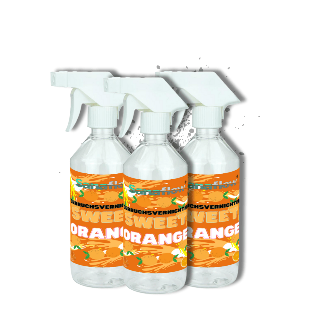 Geruchsentferner Tier Sweet Orange â Dauerhaft gegen Katzen - & Hunde Urin, hinterlĂ€sst angenehmen Duft - Sanaflow - Geruchsentferner