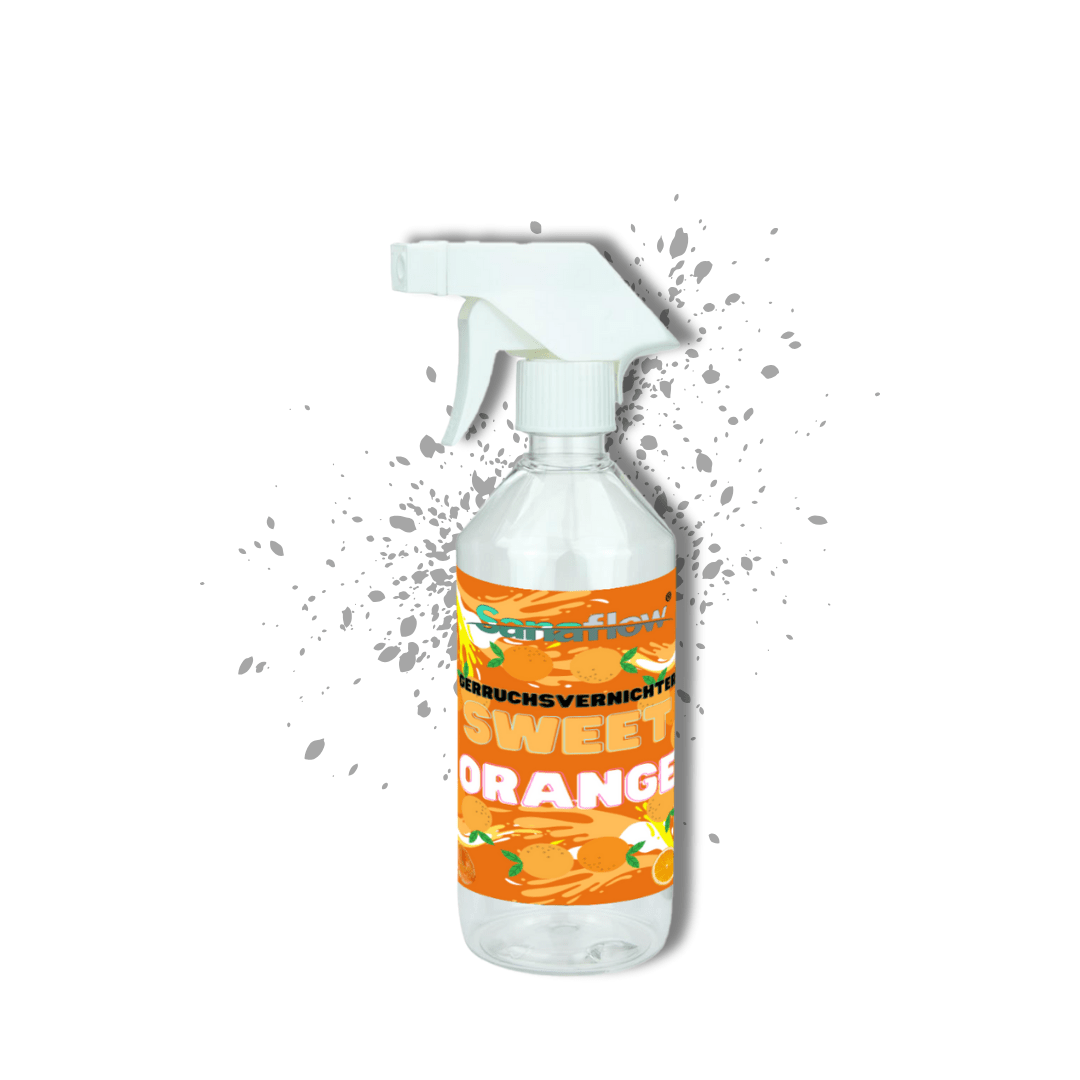Geruchsentferner Tier Sweet Orange â Dauerhaft gegen Katzen - & Hunde Urin, hinterlĂ€sst angenehmen Duft - Sanaflow - Geruchsentferner