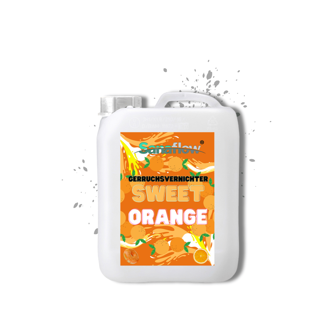 Geruchsentferner Tier Sweet Orange â Dauerhaft gegen Katzen - & Hunde Urin, hinterlĂ€sst angenehmen Duft - Sanaflow - Geruchsentferner