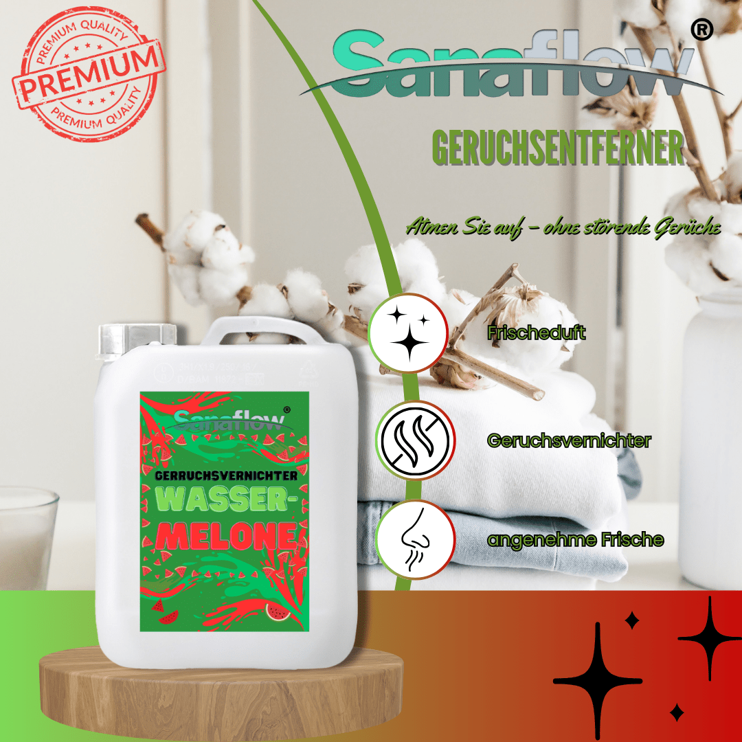 Geruchsentferner Tier Wassermelone â Dauerhaft gegen Katzen - & Hunde Urin, hinterlĂ€sst angenehmen Duft - Sanaflow - Geruchsentferner