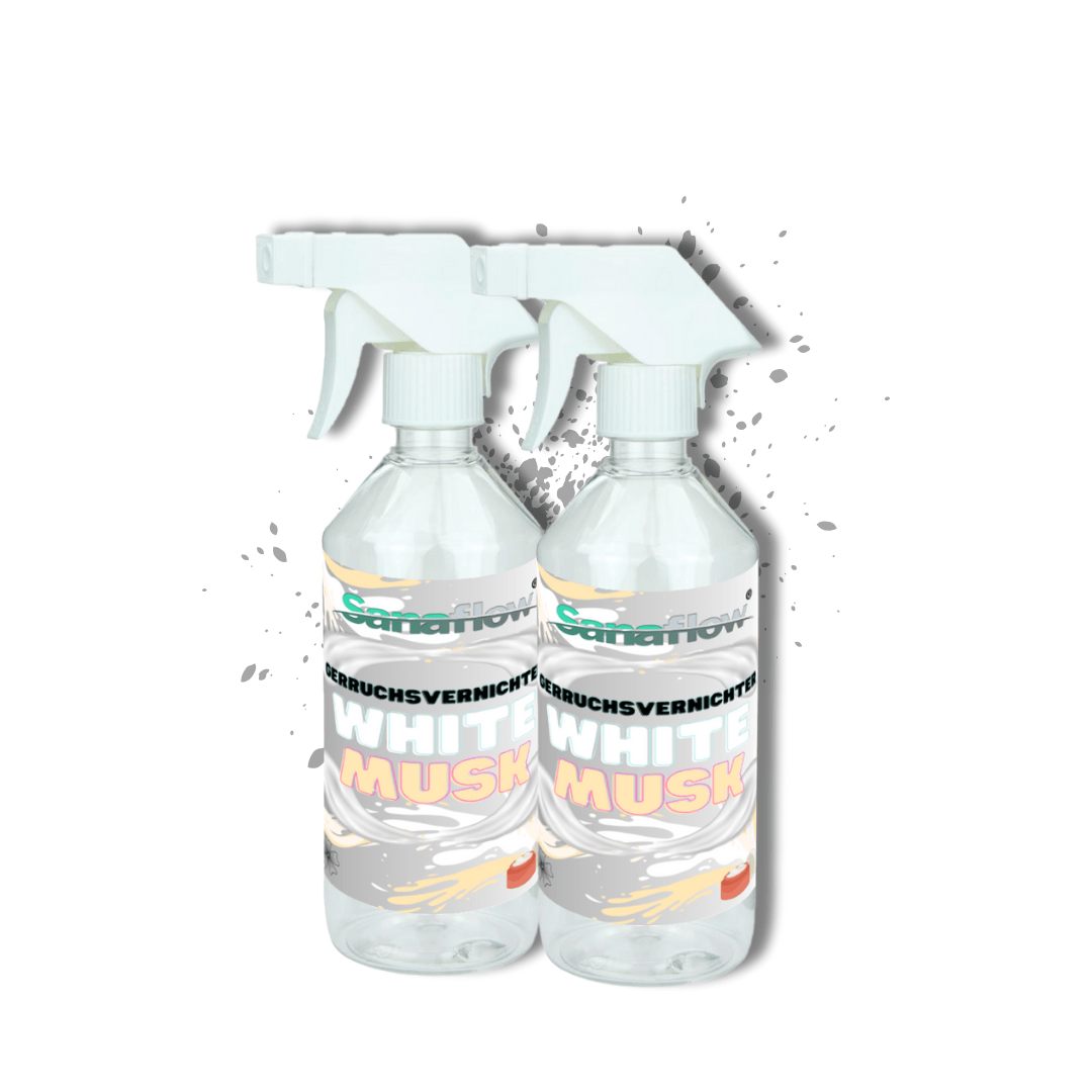 Geruchsentferner Tier White Musk â Dauerhaft gegen Katzen - & Hunde Urin, hinterlĂ€sst angenehmen Duft - Sanaflow - Geruchsentferner