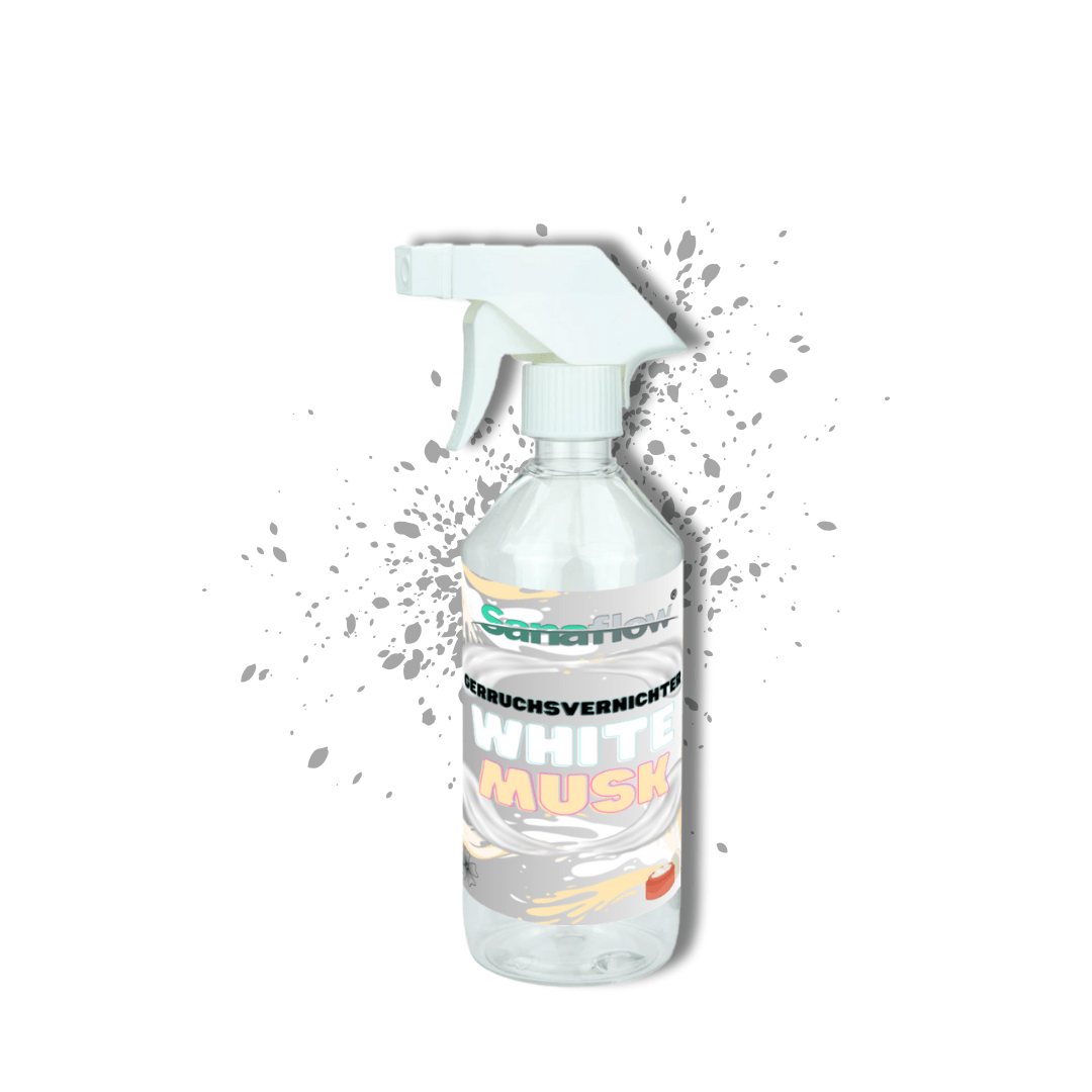 Geruchsentferner Tier White Musk â Dauerhaft gegen Katzen - & Hunde Urin, hinterlĂ€sst angenehmen Duft - Sanaflow - Geruchsentferner