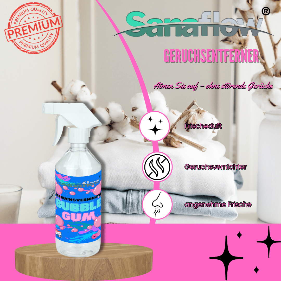 Geruchsspray gegen Tiergeruch – Sanaflow Bubble Gum, neutralisiert effektiv und hinterlässt einen frischen Duft - Sanaflow - Geruchsentferner