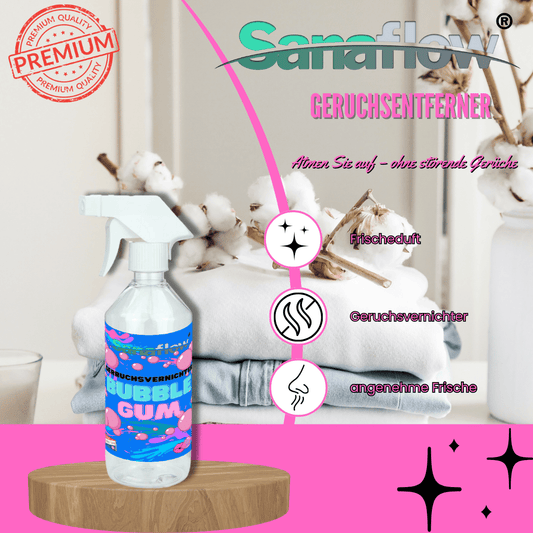 Geruchsspray gegen Tiergeruch – Sanaflow Bubble Gum, neutralisiert effektiv und hinterlässt einen frischen Duft - Sanaflow - Geruchsentferner