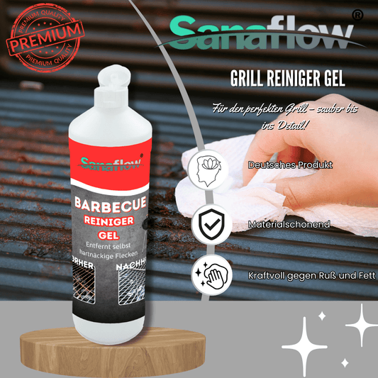 Grillreiniger Gel für Edelstahl & Gusseisen – Entfernt Fett, Eingebranntes, Ruß – Für saubere Grillroste - Sanaflow - Grillreiniger Gel