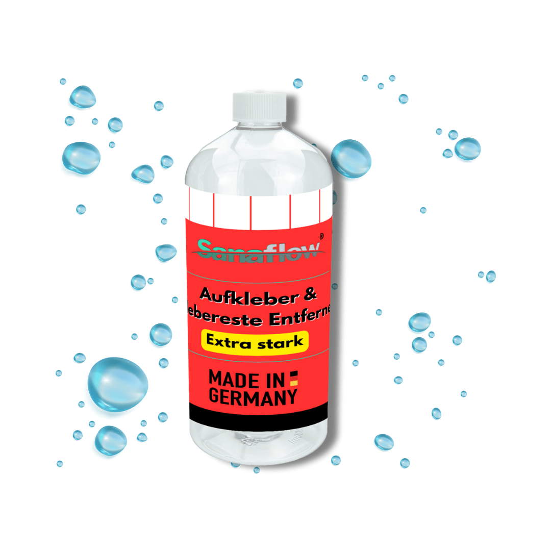 Kleberentferner extra stark für Etiketten, Aufkleber, Klebereste – Entfernt hartnäckige Verschmutzungen schonend - Sanaflow - Kleberentferner Extra Stark