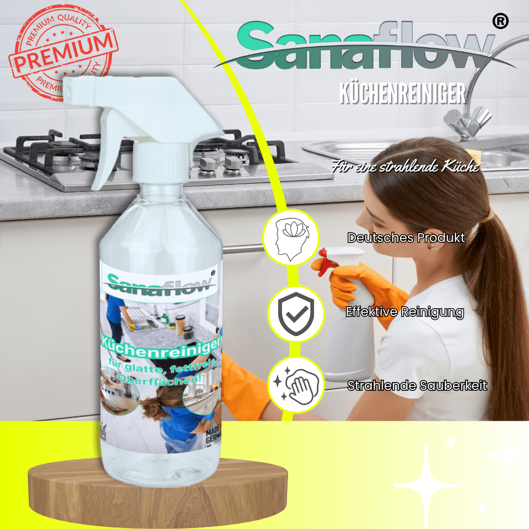 Küchen Allzweckreiniger Konzentrat – Ergiebig & effektiv gegen Fett, Schmutz & Essensreste - Sanaflow - Küchenreiniger