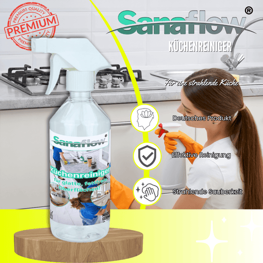 Küchen Allzweckreiniger Konzentrat – Ergiebig & effektiv gegen Fett, Schmutz & Essensreste - Sanaflow - Küchenreiniger