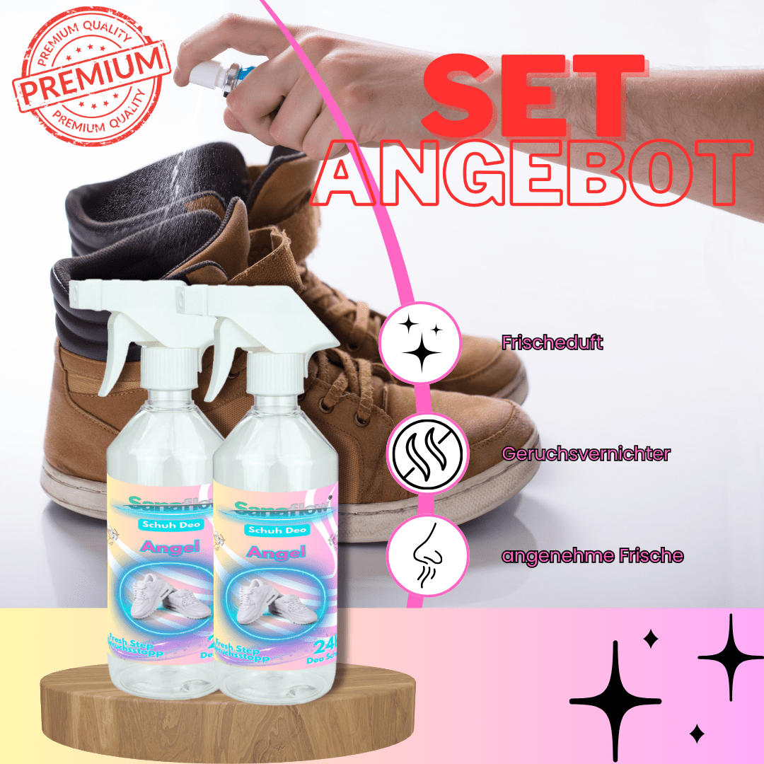 Schuh Deo Angel – Geruchsstopp, Geruchsentferner & Schuhspray gegen Schweißgeruch, langanhaltende Frische - Sanaflow - Geruchsentferner