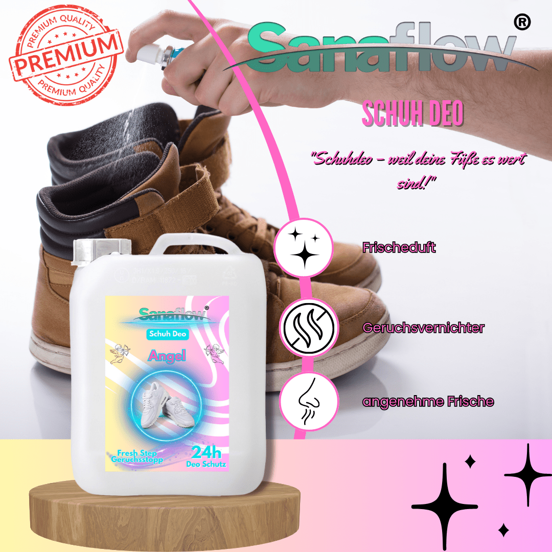 Schuh Deo Angel – Geruchsstopp, Geruchsentferner & Schuhspray gegen Schweißgeruch, langanhaltende Frische - Sanaflow - Geruchsentferner