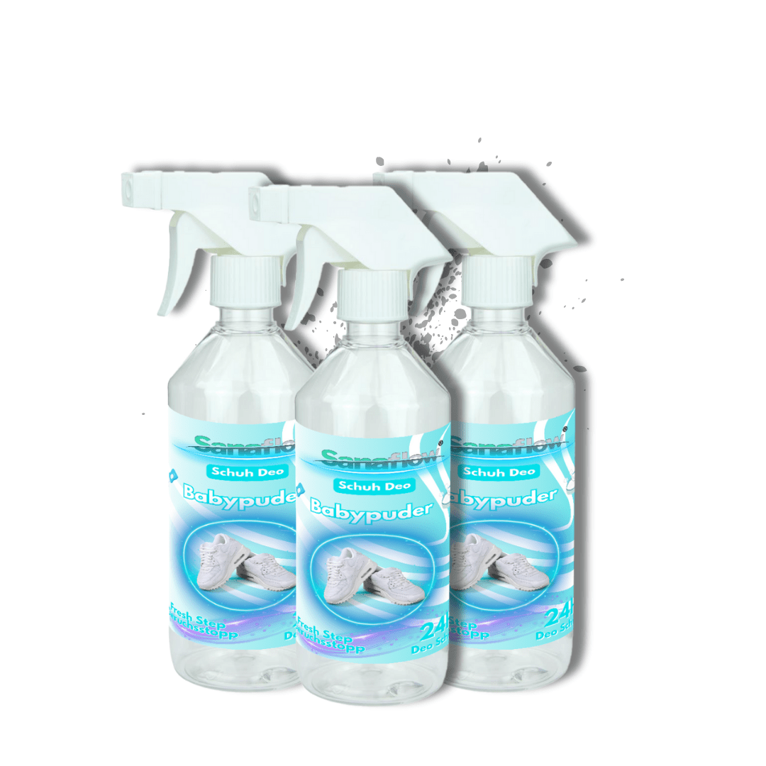 Schuh Deo Babypuder – Geruchsstopp, Geruchsentferner & Schuhspray gegen Schweißgeruch, langanhaltende Frische - Sanaflow - Geruchsentferner