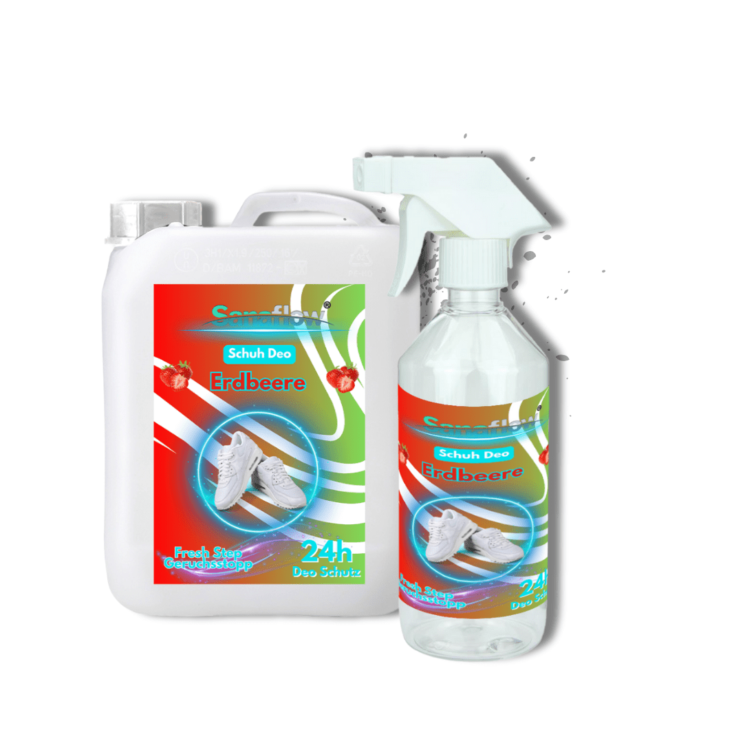 Schuh Deo Erdbeere – Geruchsstopp, Geruchsentferner & Schuhspray gegen Schweißgeruch, langanhaltende Frische - Sanaflow - Geruchsentferner