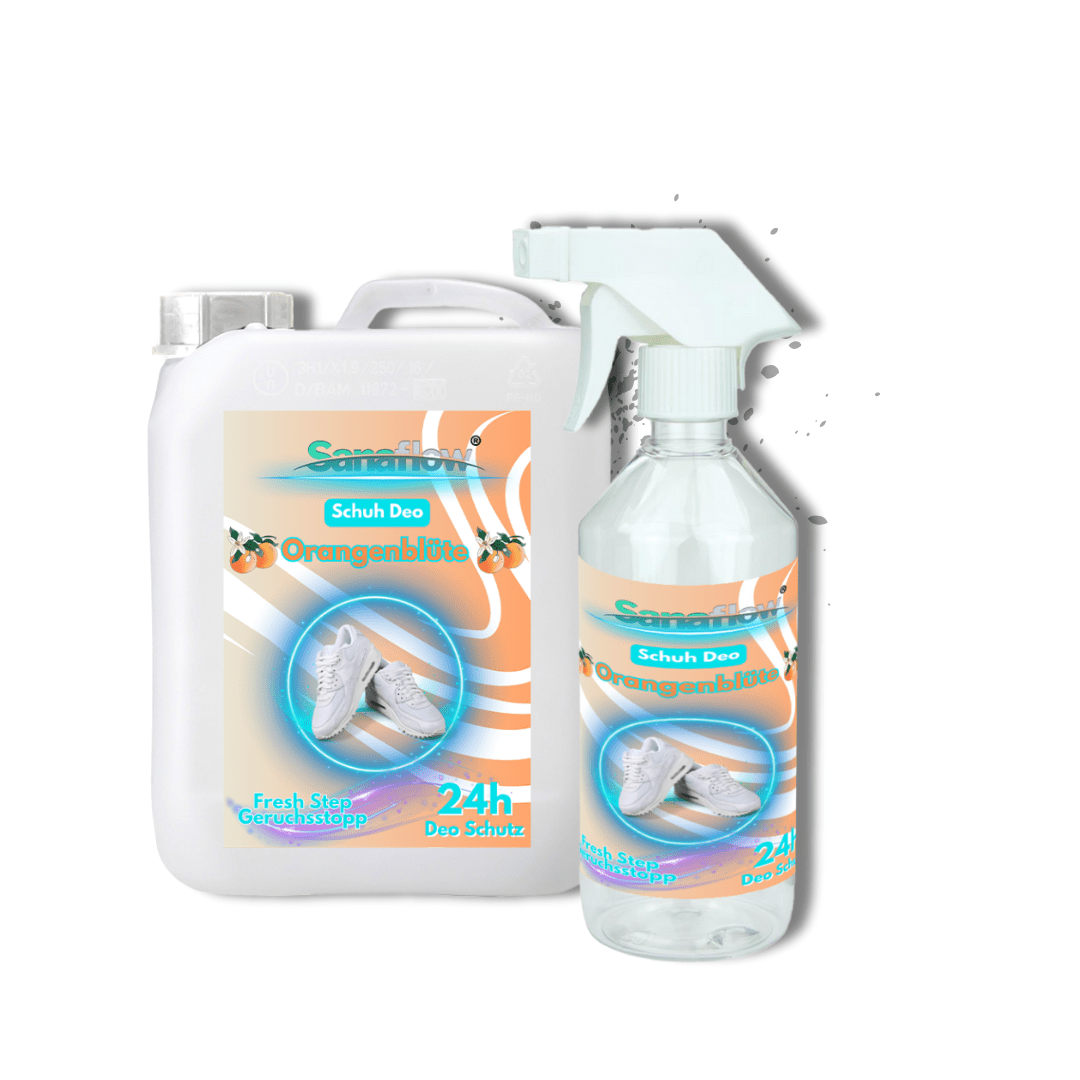 Schuh Deo Orangenblüte – Geruchsstopp, Geruchsentferner & Schuhspray gegen Schweißgeruch, langanhaltende Frische - Sanaflow - Geruchsentferner