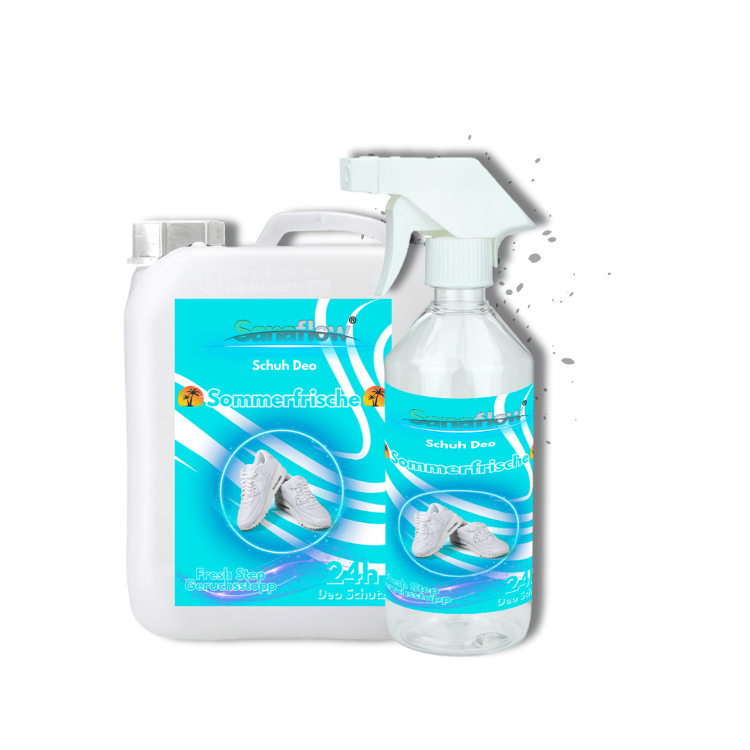 Schuh Deo Sommerfrische – Geruchsstopp, Geruchsentferner & Schuhspray gegen Schweißgeruch, langanhaltende Frische - Sanaflow - Geruchsentferner