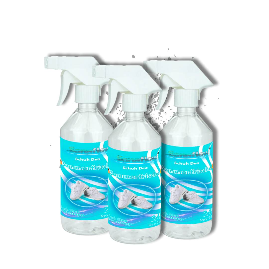 Schuh Deo Sommerfrische – Geruchsstopp, Geruchsentferner & Schuhspray gegen Schweißgeruch, langanhaltende Frische - Sanaflow - Geruchsentferner