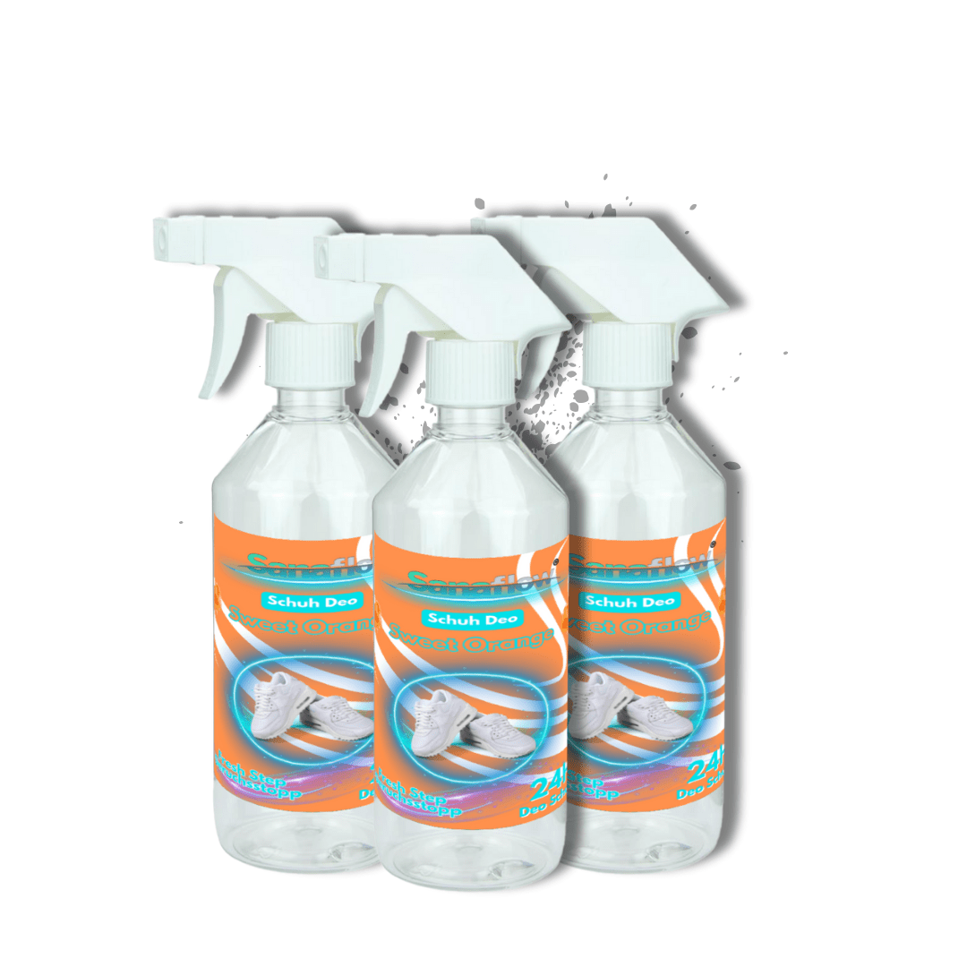 Schuh Deo Sweet Orange – Geruchsstopp, Geruchsentferner & Schuhspray gegen Schweißgeruch, langanhaltende Frische - Sanaflow - Geruchsentferner