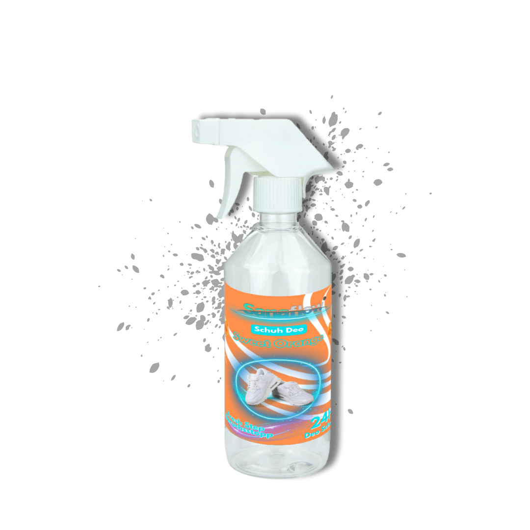 Schuh Deo Sweet Orange – Geruchsstopp, Geruchsentferner & Schuhspray gegen Schweißgeruch, langanhaltende Frische - Sanaflow - Geruchsentferner