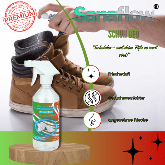 Schuh Deo Wassermelone – Geruchsstopp, Geruchsentferner & Schuhspray gegen Schweißgeruch, langanhaltende Frische - Sanaflow - Geruchsentferner