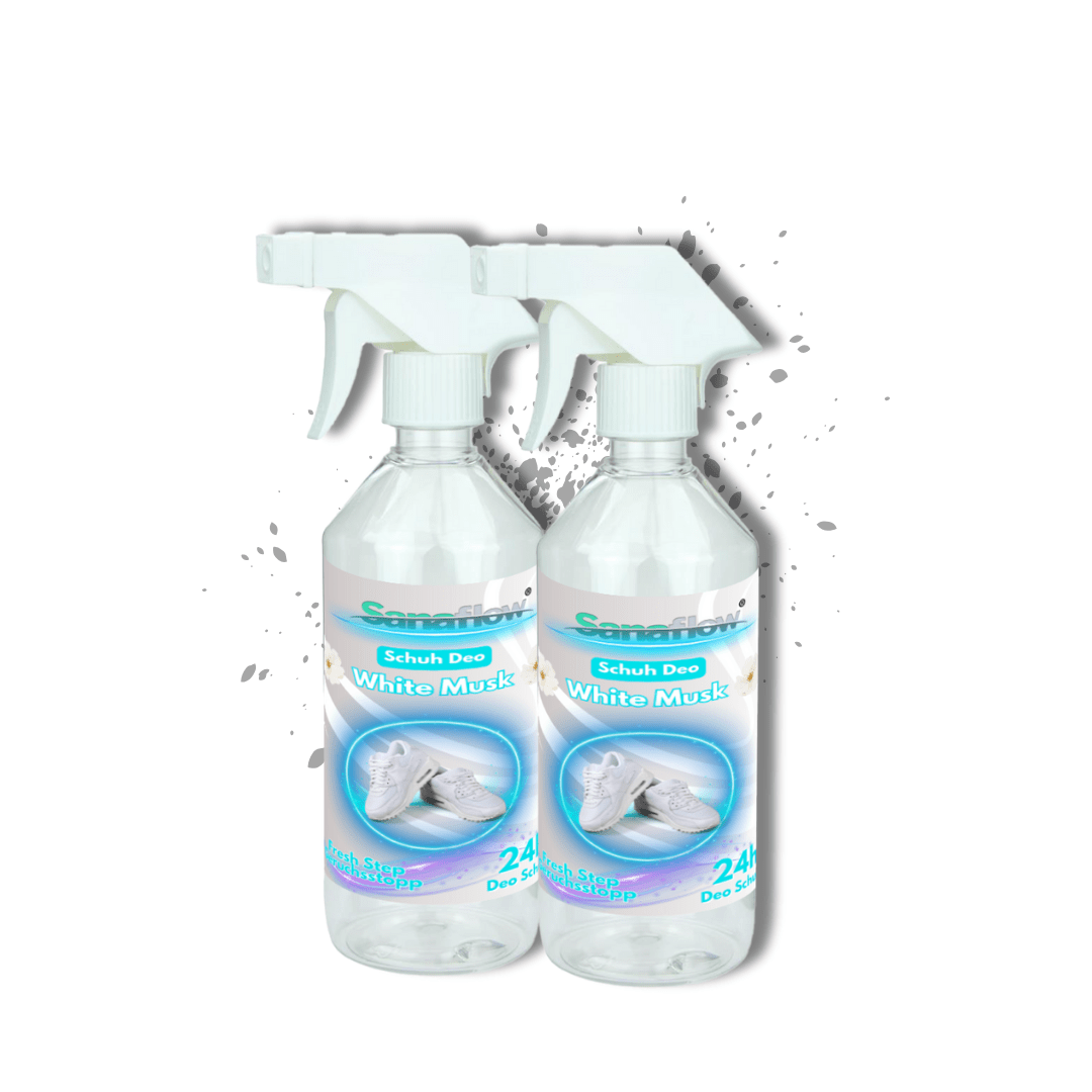 Schuh Deo White Musk – Geruchsstopp, Geruchsentferner & Schuhspray gegen Schweißgeruch, langanhaltende Frische - Sanaflow - Geruchsentferner