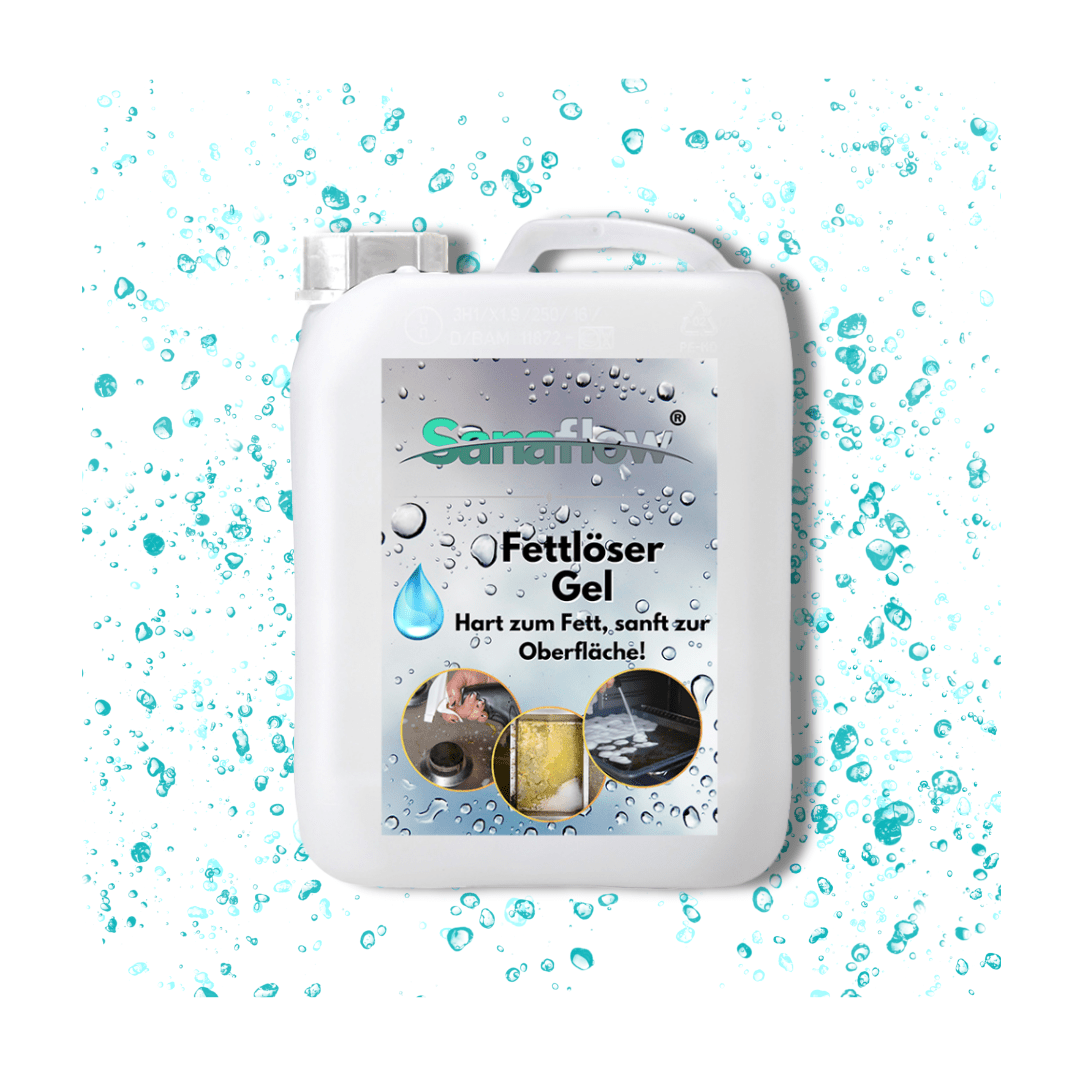 Spezial Fettlöser Gel für Edelstahl, Fliesen, Kunststoff – Löst hartnäckigste Fettverschmutzungen gezielt - Sanaflow - Backofenreiniger Gel