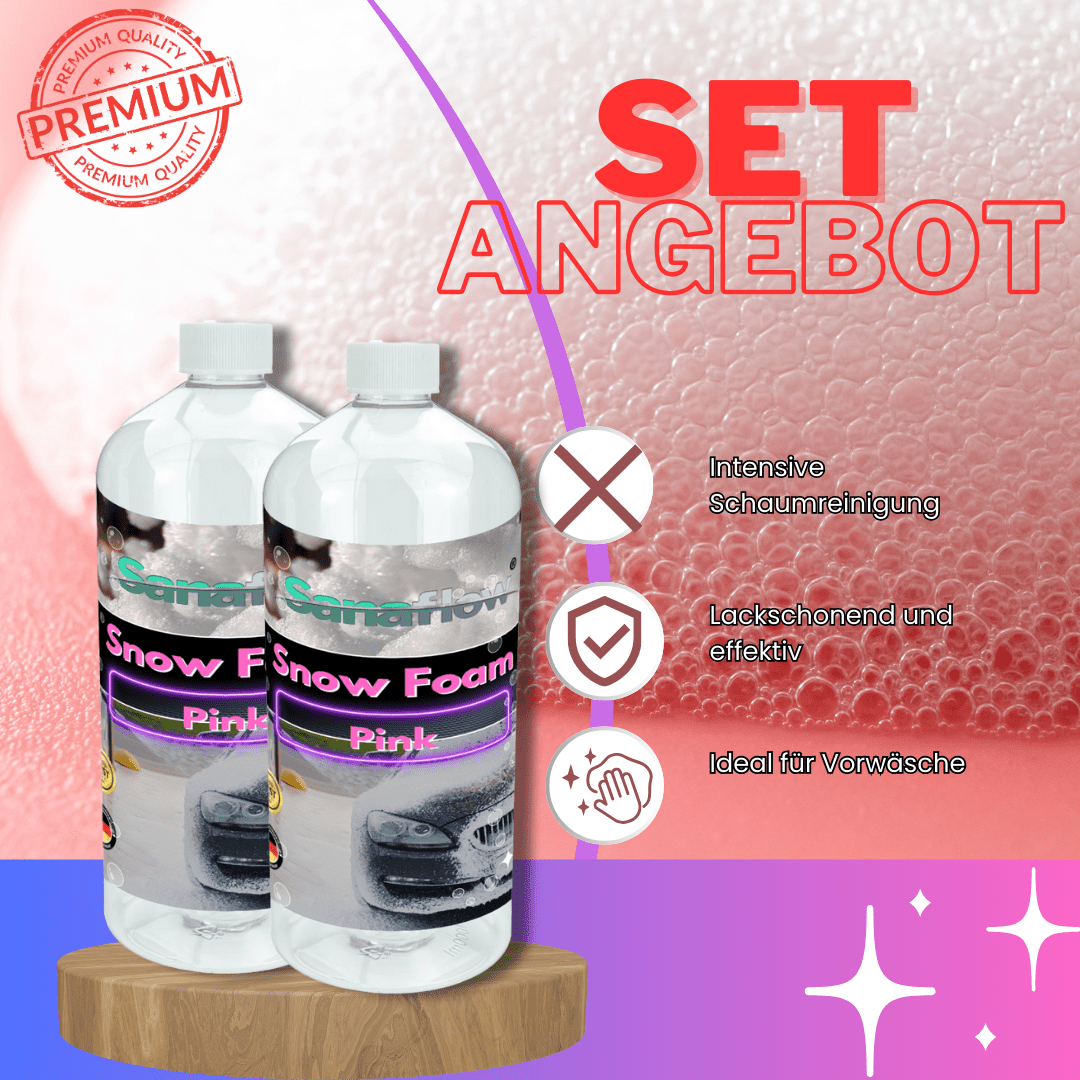 Spezial Snow Foam Pink für alle Lackfarben – Lackschonende Vorreinigung mit intensiver Schaumbildung - Sanaflow - Snow Foam Pink